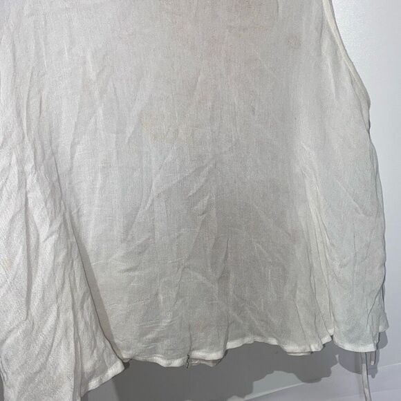 Miss Me Women's Cream Embroidered Lace Up Keyhole Back Sleeveless Blouse Small - Picture 8 of 10